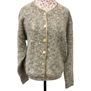 🤎 Casual Corner XL Mohair Blend Cardigan – Vintage 90s Textured Knit Neutral